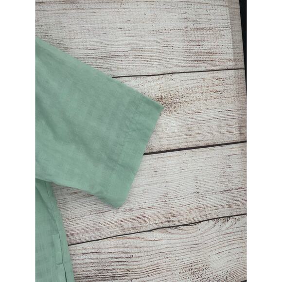 Everlane Short Sleeve Semi Sheer Button Down Maxi Dress Women's Small Green - Picture 5 of 10